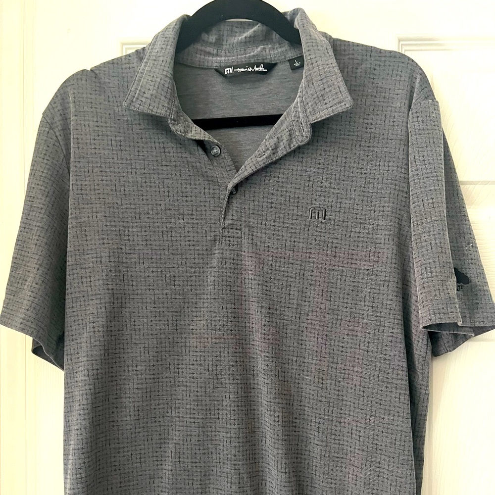 TravisMathew Men’s Heather Gray Golf Performance Polo Size L